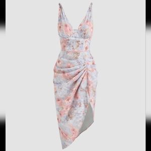 Cider Illusion Floral Ruched Midi Dress